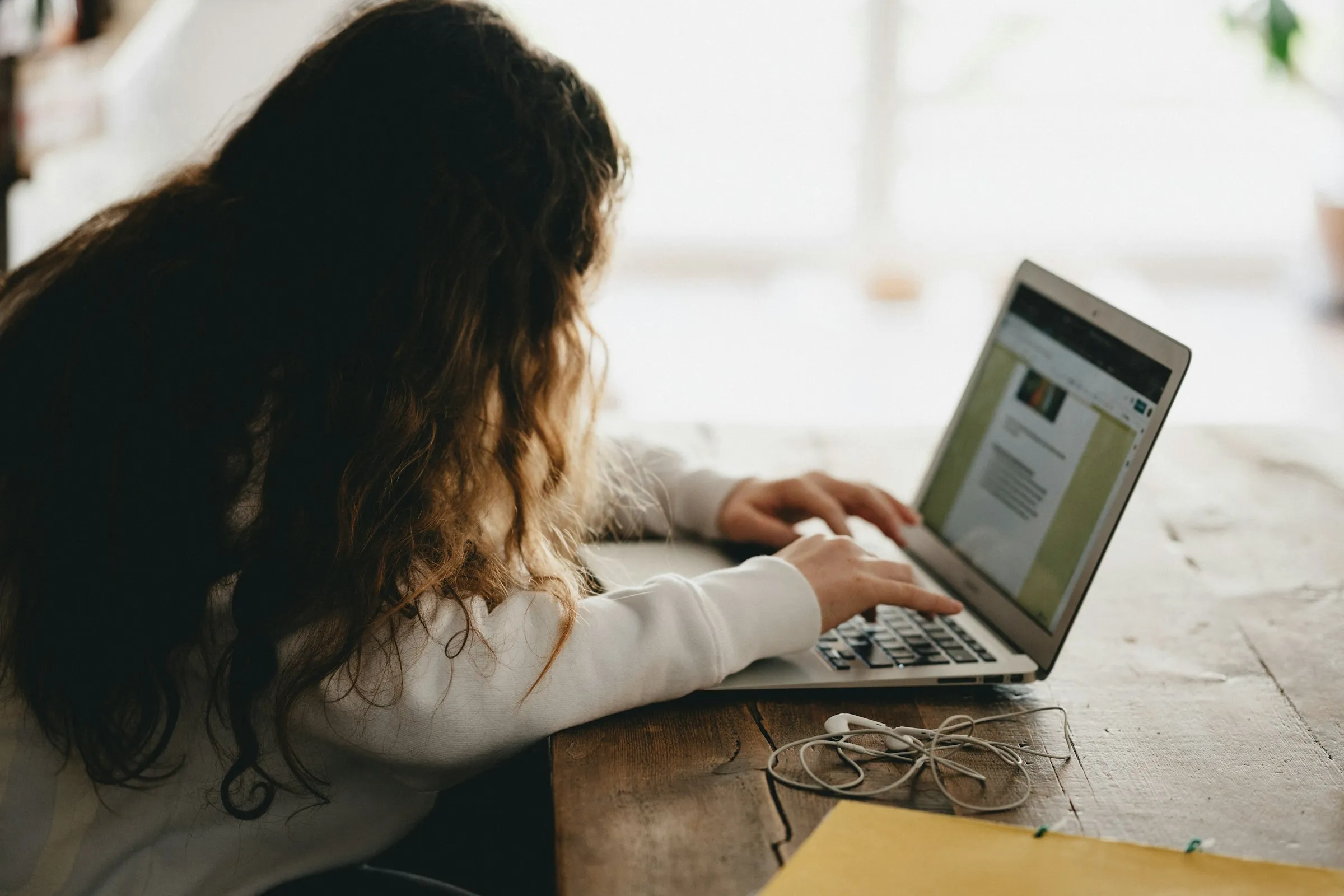 Student studying on laptop